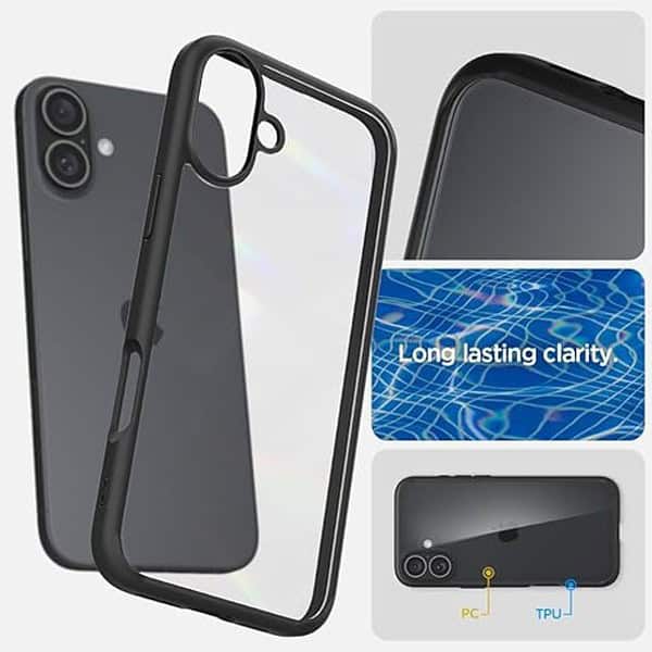 Spigen Ultra Hybrid Back Cover Case Compatible with iPhone 16 Matte Black 3 - LXINDIA.COM