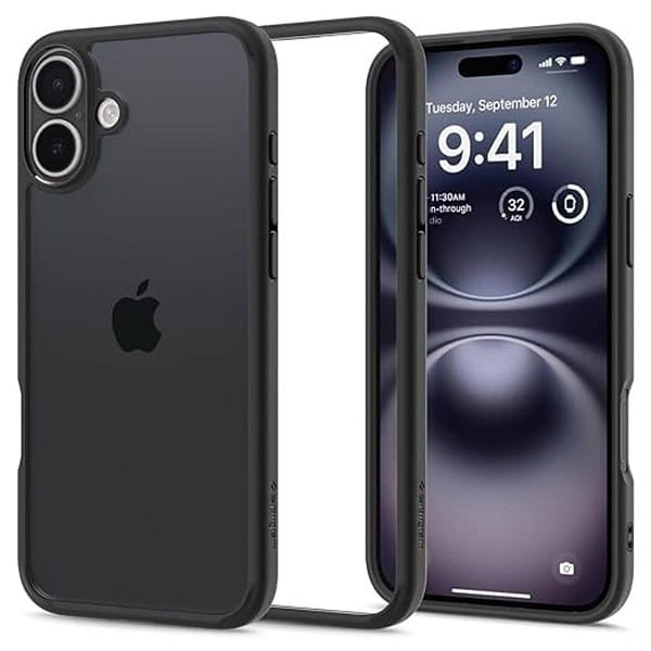 Spigen Ultra Hybrid Back Cover Case Compatible with iPhone 16 Matte Black - LXINDIA.COM