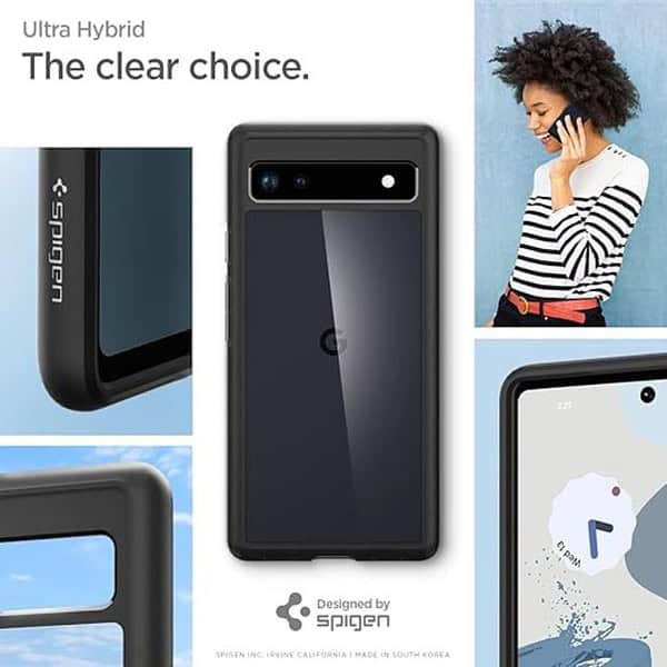 Spigen Ultra Hybrid Back Cover Case for Google Pixel 6a Matte Black 1 - LXINDIA.COM