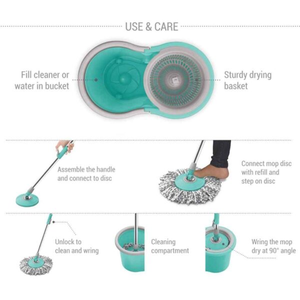 Spotzero by Milton Ace Spin Mop with 1 Microfiber Refills1 - LXINDIA.COM