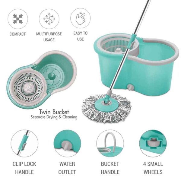 Spotzero by Milton Ace Spin Mop with 1 Microfiber Refills2 - LXINDIA.COM