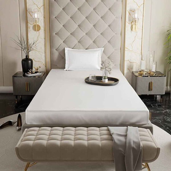 Stoa Paris Satin Bedsheets for Single Bed 300 TC Vanilla White3 - LXINDIA.COM