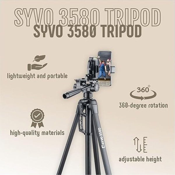 Syvo 3580 77 Inch Tripod for DSLR Black 1 - LXINDIA.COM