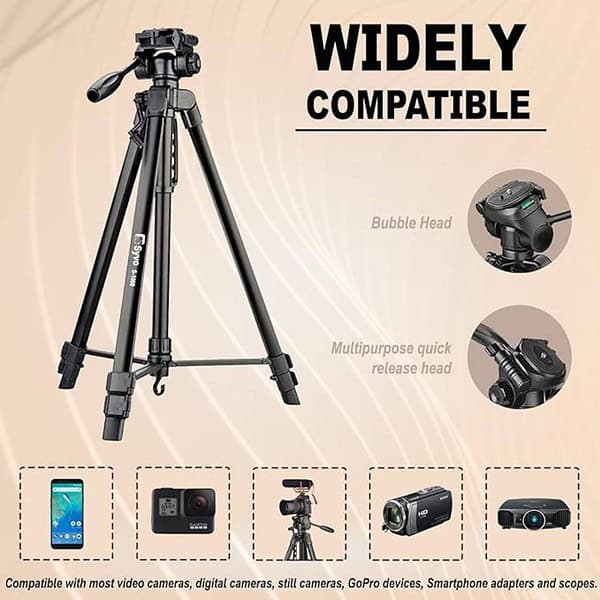 Syvo S 1000 PRO 67 Inch 170CM Tripod for DSLR Black 3 - LXINDIA.COM