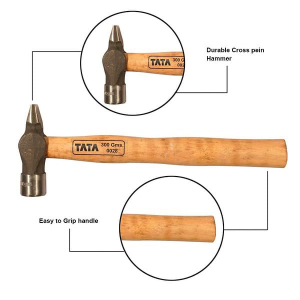 TATA AGRICO Cross Pein Hammer Wooden Handle Made of EN 91 - LXINDIA.COM