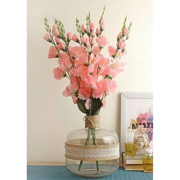 TIED RIBBONS Artificial Gladiolus Flowers Pink b - LXINDIA.COM