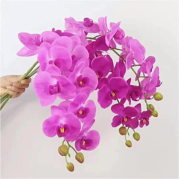 TIED RIBBONS Polyester Set Of 3 Decorative Artificial Orchid Flowers Pink b - LXINDIA.COM