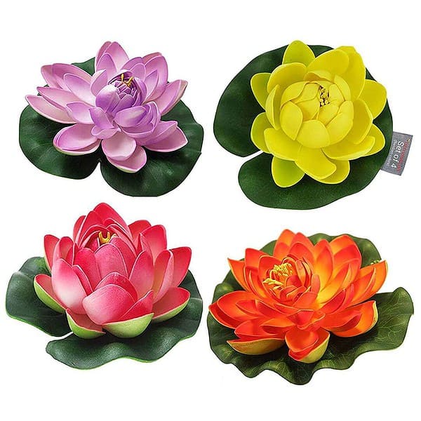 TIED RIBBONS Set of 4 Artificial Floating Lotus - LXINDIA.COM