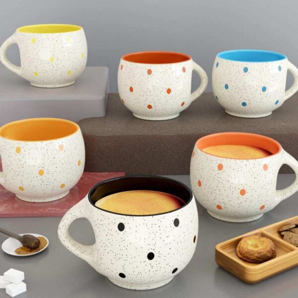 The Earth Store Ceramic Tea Cups Set of 6 Tea Cups - LXINDIA.COM