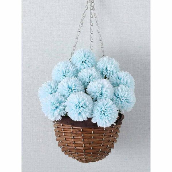 Tied Ribbons Pack Of 6 Artificial Chrysanthemum Ball Light Blue a - LXINDIA.COM