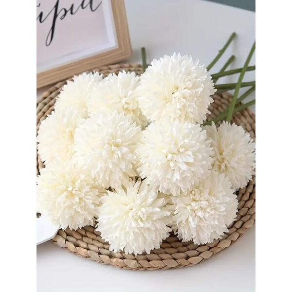 Tied Ribbons Pack Of 6 Artificial Chrysanthemum Ball Light White a - LXINDIA.COM