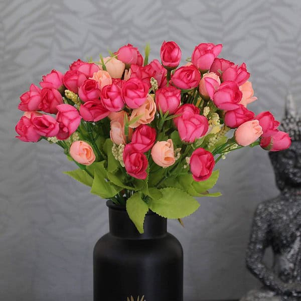 Tied Ribbons Set Of 2 Artificial Peony Flower Bunches Pink 1 1 - LXINDIA.COM