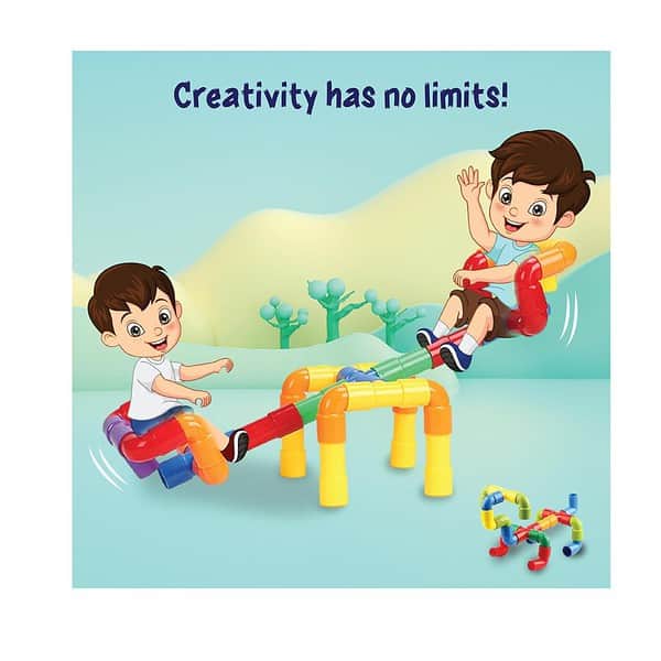 ToyMagic STEM Learning 100 Pcs Pipe Tube Toy with Wheels Pipes Joints 1 - LXINDIA.COM