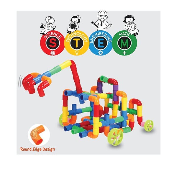 ToyMagic STEM Learning 100 Pcs Pipe Tube Toy with Wheels Pipes Joints 2 - LXINDIA.COM