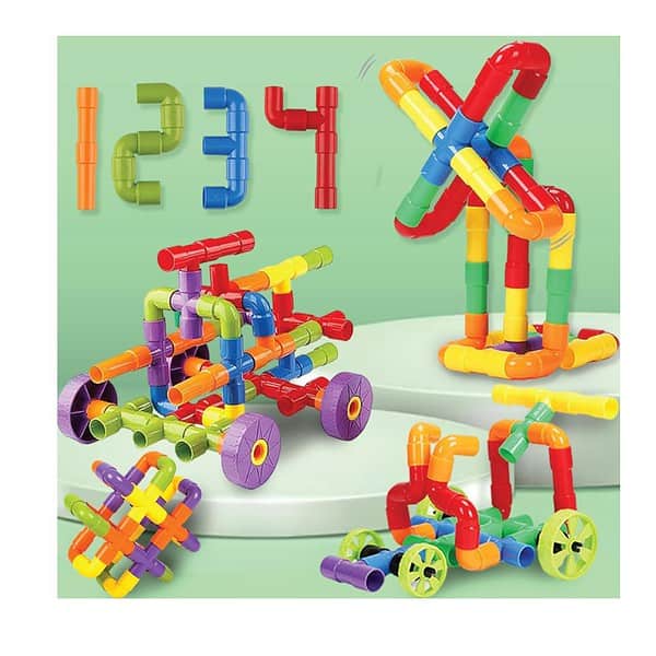 ToyMagic STEM Learning 100 Pcs Pipe Tube Toy with Wheels Pipes Joints - LXINDIA.COM