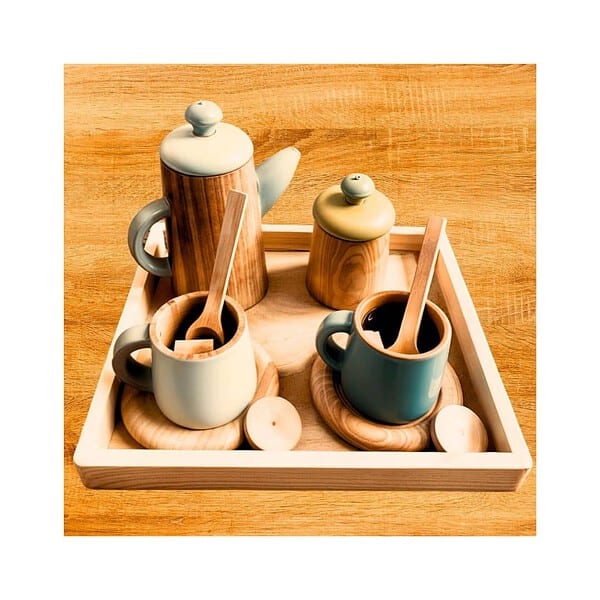 Toyroom Room Full Of Smiles Wooden Tea Kitchen Set with Tray 1 min - LXINDIA.COM