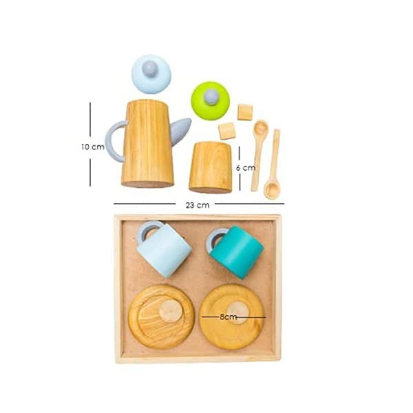 Toyroom Room Full Of Smiles Wooden Tea Kitchen Set with Tray 2 - LXINDIA.COM