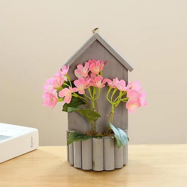 UMAI Artificial Plants for Home Decor with Pot Pink Hut a - LXINDIA.COM