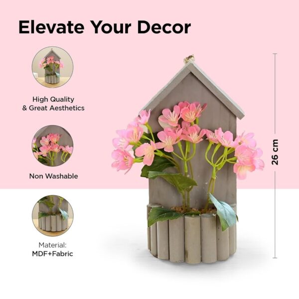 UMAI Artificial Plants for Home Decor with Pot Pink Hut b - LXINDIA.COM