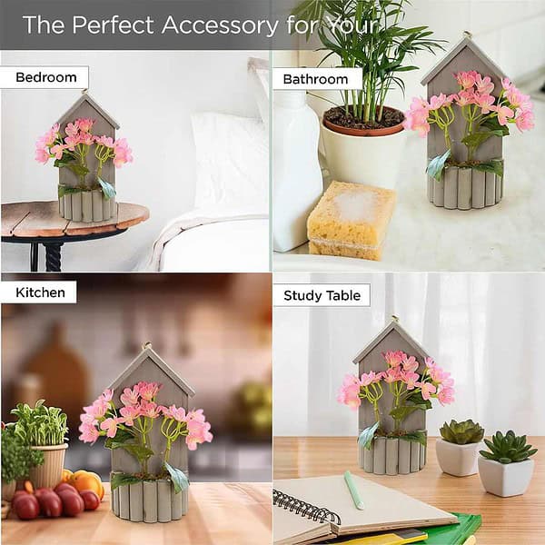 UMAI Artificial Plants for Home Decor with Pot Pink Hut c - LXINDIA.COM