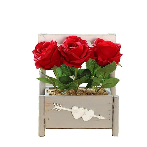 UMAI Artificial Plants for Home Decor with Pot Red Roses - LXINDIA.COM