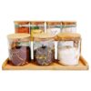 UMAI Pack of 7 Kitchen Jars with Bamboo Lid And Tray B - LXINDIA.COM