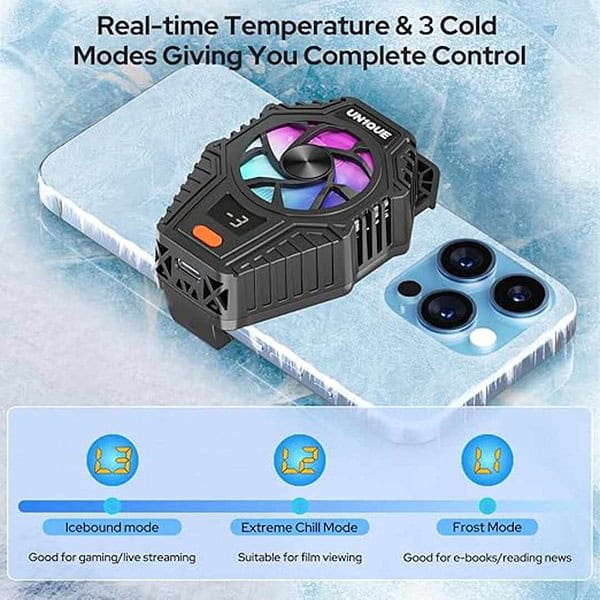 UN1QUE Cell Phone Cooler RGB Phone Cooling Fan 3 - LXINDIA.COM