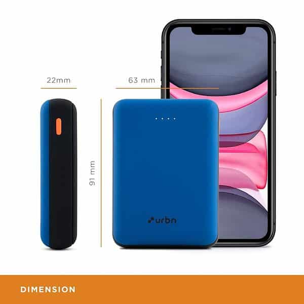 URBN 10000 mAh Li Polymer Ultra Compact Power Bank Bright Blue 4 - LXINDIA.COM