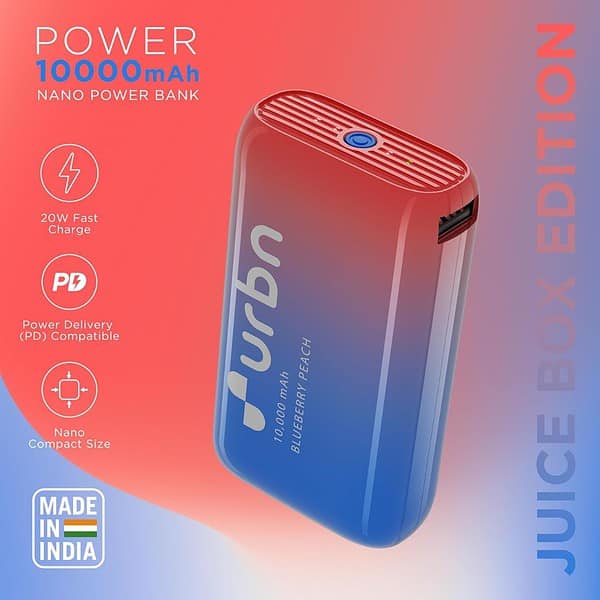 URBN 10000 mAh Nano Power Bank Juice Box Edition Blueberry Peach 1 - LXINDIA.COM