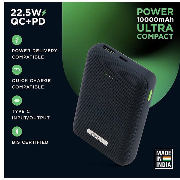 URBN 10000 mAh Ultra Compact Blue 1 - LXINDIA.COM