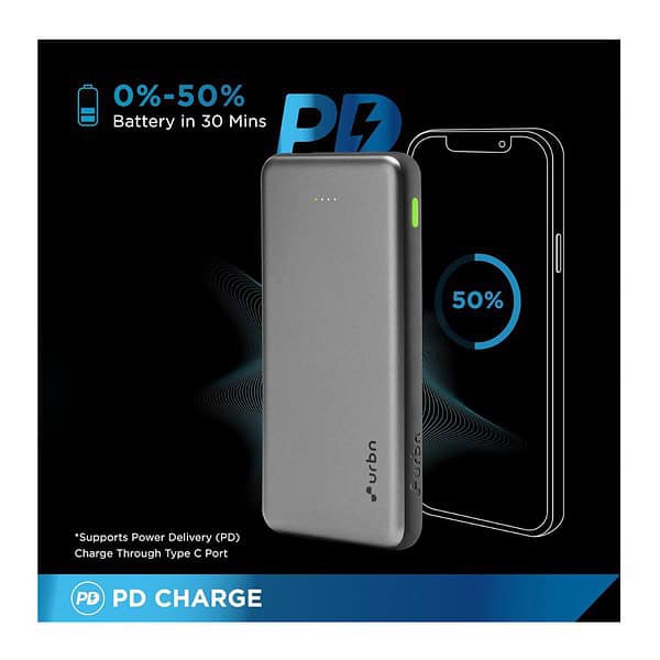 URBN Power Bank 10000mAh Grey 3 - LXINDIA.COM