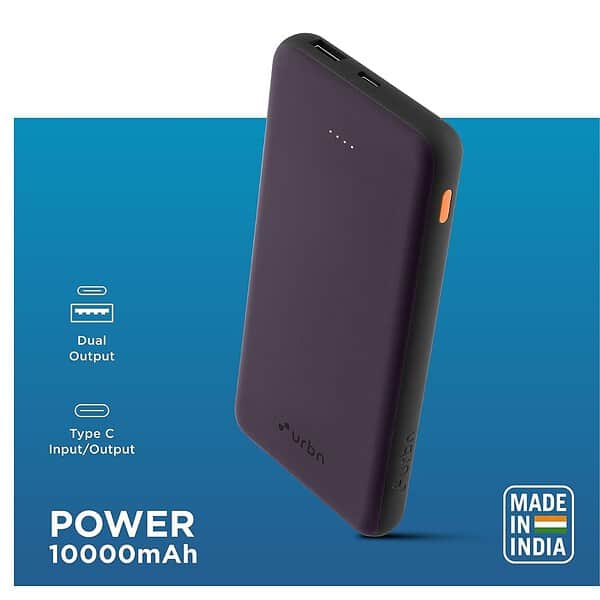 URBN Power Bank 10000mAh Purple 1 - LXINDIA.COM