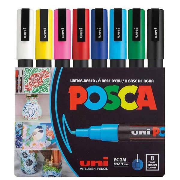 Uni Ball Posca 3M Bullet Shaped Markers Multicolour Pack Of 8 - LXINDIA.COM