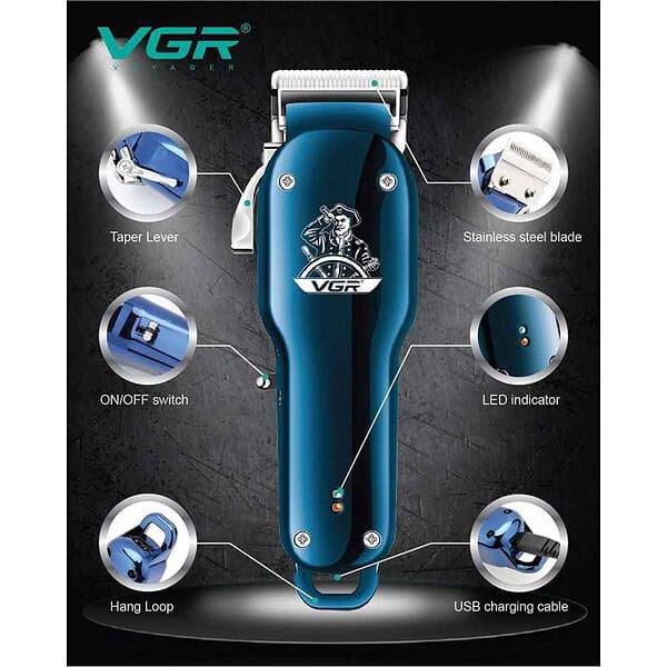 VGR Professional Multipurpose Beard and Hair Trimmer Model 4 Blue2 - LXINDIA.COM