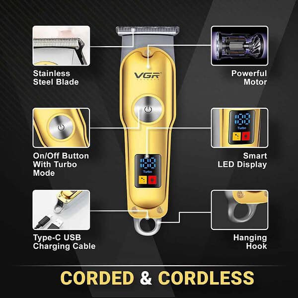 VGR V 290 Professional Hair Clipper Gold2 - LXINDIA.COM