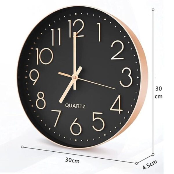 VOLANTIS 12 Inch Modern Plastic Non Ticking Wall Clock Black and Rose Gold 2 - LXINDIA.COM