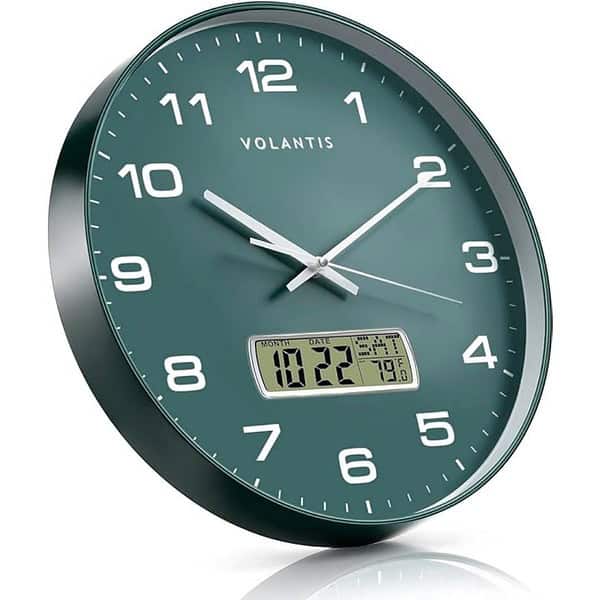 VOLANTIS 12 Inch Non Ticking Silent Wall Clock Green 3 - LXINDIA.COM