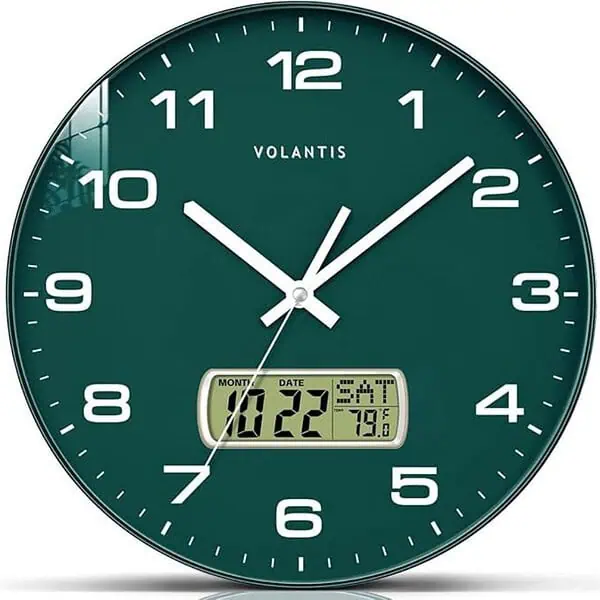 VOLANTIS 12 Inch Non Ticking Silent Wall Clock Green - LXINDIA.COM