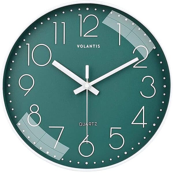 VOLANTIS Non Ticking Silent Stylish Analog Wall Clock Teal - LXINDIA.COM