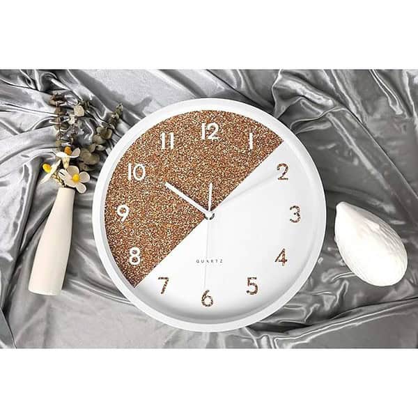 VOLANTIS Plastic 12 Inch Modern Non Ticking Wall Clock White and Gold 2 - LXINDIA.COM