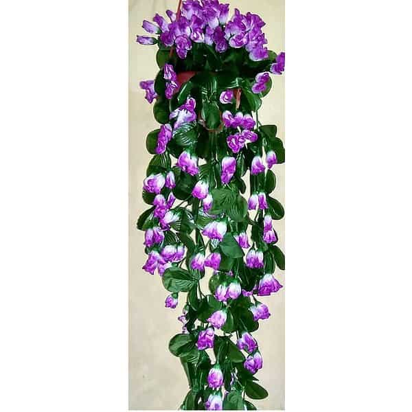 VRB Dec Plastic 1 Pcs Artificial Hanging Plants Purple a - LXINDIA.COM