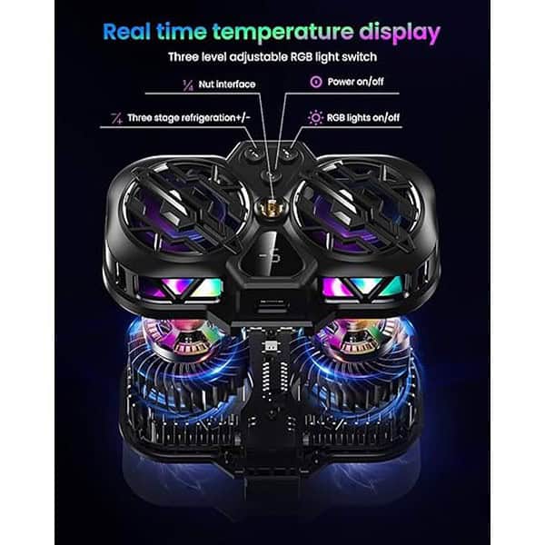 Verilux® Phone Cooler LED Dual Turbo Fan Phone Cooler with Real Time Temp Display 1 - LXINDIA.COM