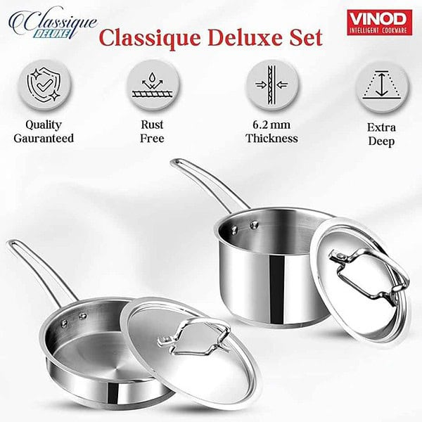 Vinod Classique Deluxe Stainless Steel Cookware Combo Set of 2 Pcs1 - LXINDIA.COM