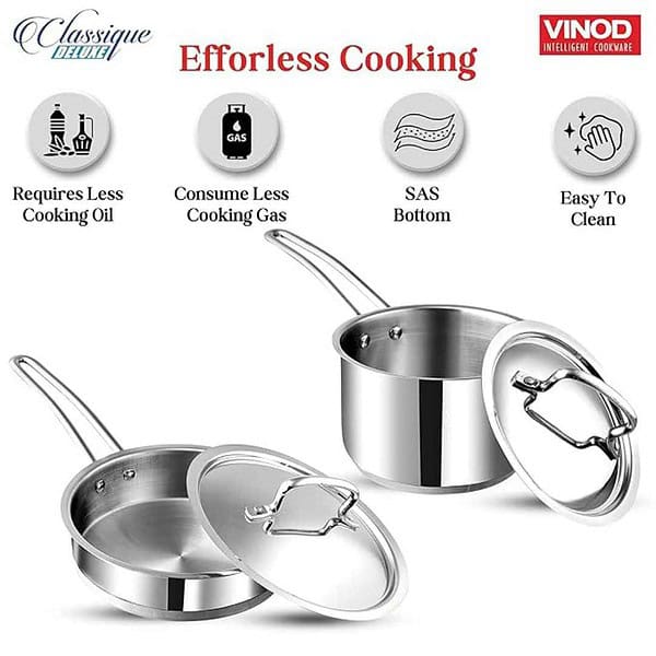 Vinod Classique Deluxe Stainless Steel Cookware Combo Set of 2 Pcs3 - LXINDIA.COM