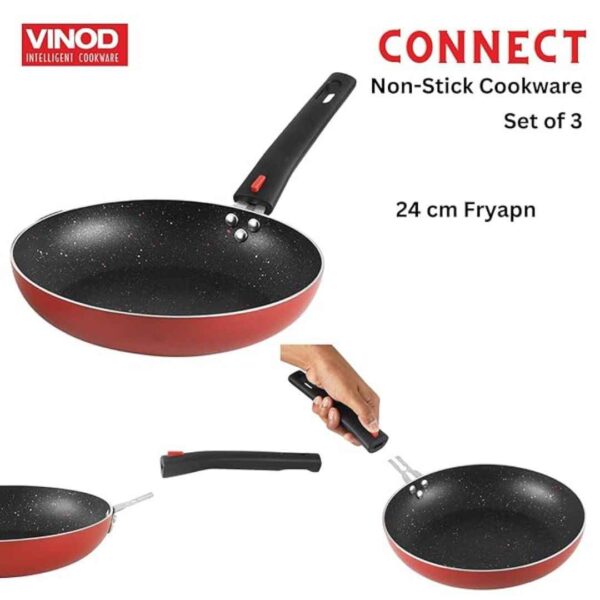 Vinod Connect Non Stick Detachable Cookware Combo Set of 3 with Bakelite Handle2 - LXINDIA.COM