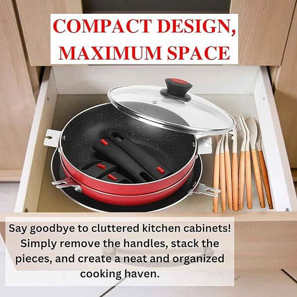 Vinod Connect Non Stick Detachable Cookware Combo Set of 3 with Bakelite Handle3 - LXINDIA.COM