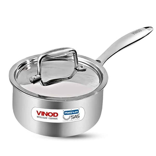 Vinod Platinum Triply Stainless Steel Saucepan with Lid 20cm 3LTR - LXINDIA.COM