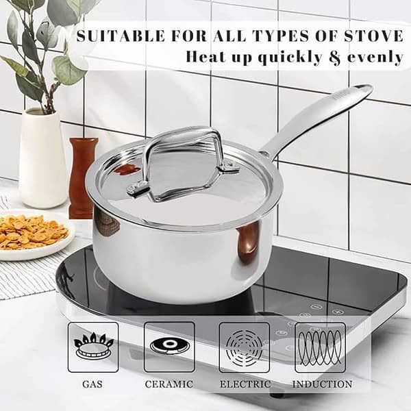 Vinod Platinum Triply Stainless Steel Saucepan with Lid 20cm 3LTR2 - LXINDIA.COM