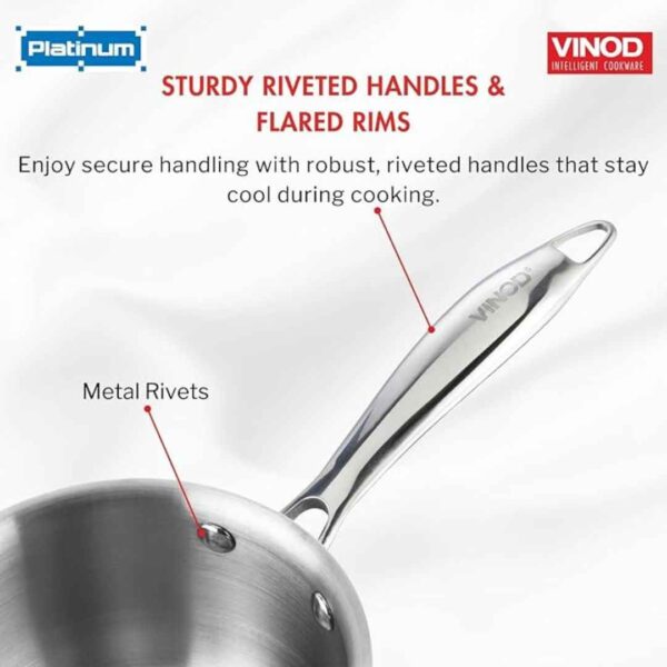 Vinod Platinum Triply Stainless Steel Saucepan with Lid 20cm 3LTR3 - LXINDIA.COM