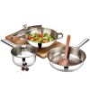 Vinod Stainless Steel 3 Piece Induction Friendly Modena Set Kadai with Glass Lid - LXINDIA.COM